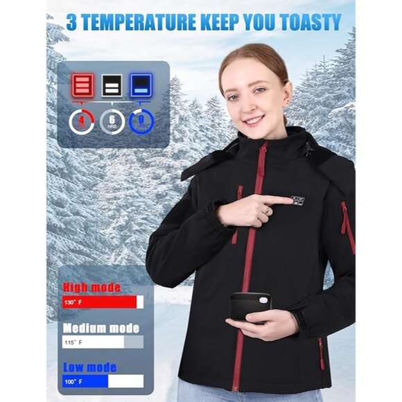 Upgraded Heated Jacket Women With 7 Heating Elements & Power Bank Small - Picture 6 of 6
